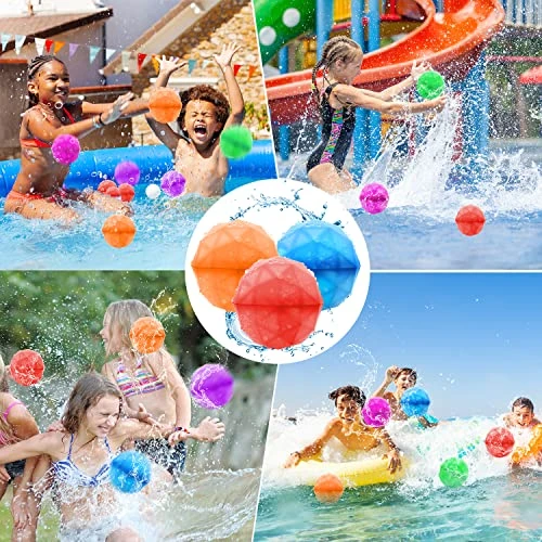 Reusable Water Balloons, 28 PCS Refillable Water Bomb Splash Balls Sealing Quick Fill, Latex-Free Silicone Water Ball Toys For Kids Adults Water Games Outside Activities Beach Summer Fun Party 3 Reusable Water Balloons, 28 PCS Refillable Water Bomb Splash Balls Sealing Quick Fill, Latex-Free Silicone Water Ball Toys For Kids Adults Water Games Outside Activities Beach Summer Fun Party