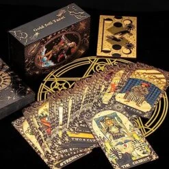 OceanWings Classic Tarot Cards Deck Set With Guidebook,Gold Foil Waterproof Tarot Cards Fortune Telling Toy With Crystal-Pendulum-for Beginners&Expert Readers -Folkmanis Toys Shop 61uvQX93p L. AC