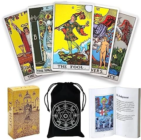 DEBIDSTL Tarot Cards For Beginners,78 Classic Tarot Cards Deck With Guidebook And Velvet Storage Bag,Durable Tarot Cards,Fortune Telling Games (Yellow) 10 DEBIDSTL Tarot Cards For Beginners,78 Classic Tarot Cards Deck With Guidebook And Velvet Storage Bag,Durable Tarot Cards,Fortune Telling Games (Yellow) - Image 8