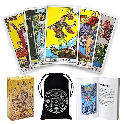 DEBIDSTL Tarot Cards For Beginners,78 Classic Tarot Cards Deck With Guidebook And Velvet Storage Bag,Durable Tarot Cards,Fortune Telling Games (Yellow) 3 DEBIDSTL Tarot Cards For Beginners,78 Classic Tarot Cards Deck With Guidebook And Velvet Storage Bag,Durable Tarot Cards,Fortune Telling Games (Yellow)