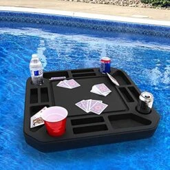 Polar Whale Floating Poker Game Or Card Table Tray For Pool Or Beach Party Float Lounge Durable Foam Drink Holders With Waterproof Playing Cards Deck UV Resistant