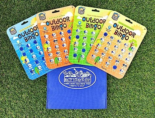 Matty's Toy Stop Toysmith Reusable Outdoor Bingo Cards (Yellow, Blue, Green & Orange) With Bonus Storage Bag - 4 Pack 6 Matty's Toy Stop Toysmith Reusable Outdoor Bingo Cards (Yellow, Blue, Green & Orange) With Bonus Storage Bag - 4 Pack - Image 4
