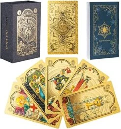 SIOKUY Tarot Cards Deck, Luxury Tarot Card Deck, Splendid Classic Tarot Deck, Durable Waterproof Gold Foil Tarot Decks For Beginners (Black Gold) -Folkmanis Toys Shop 61wfbMZX8GL. AC