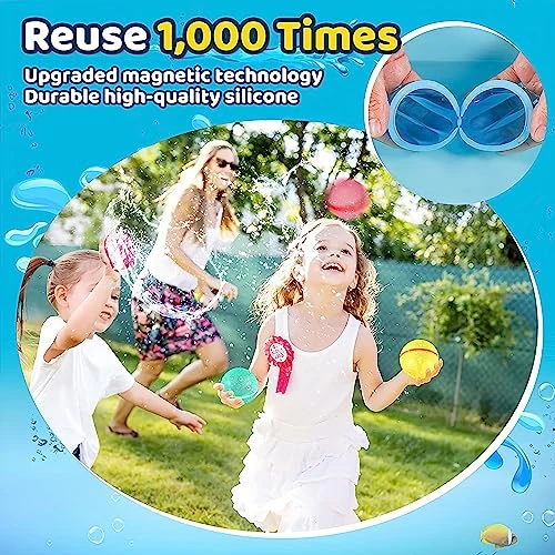 Reusable Water Balloons, 12 Pack Quick Fill Self Sealing Splash Balls For Kids, Fun Outdoor Water Games And Pool Beach Toys For Boys And Girls (Ages 3-12) 5 Reusable Water Balloons, 12 Pack Quick Fill Self Sealing Splash Balls For Kids, Fun Outdoor Water Games And Pool Beach Toys For Boys And Girls (Ages 3-12) - Image 3