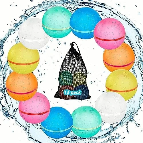 Huansihan Reusable Water Balloons For Kids Adults, 6 Pack Magnetic Refillable Quick Self-Sealing Water Bomb With Mesh Bag, Latex-Free Silicone Water Balls For Summer Pool Parties 6 Huansihan Reusable Water Balloons For Kids Adults, 6 Pack Magnetic Refillable Quick Self-Sealing Water Bomb With Mesh Bag, Latex-Free Silicone Water Balls For Summer Pool Parties - Image 4