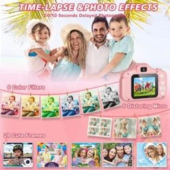 Kids Camera For Girls, Digital Camera For Kids, Kids Digital Selfie Camera Toys For 3 4 5 6 7 8 9 Year Old Girls, Christmas Birthday Gifts For Boys With 32GB SD Card-Pink -Folkmanis Toys Shop 61z3XeYWOcL