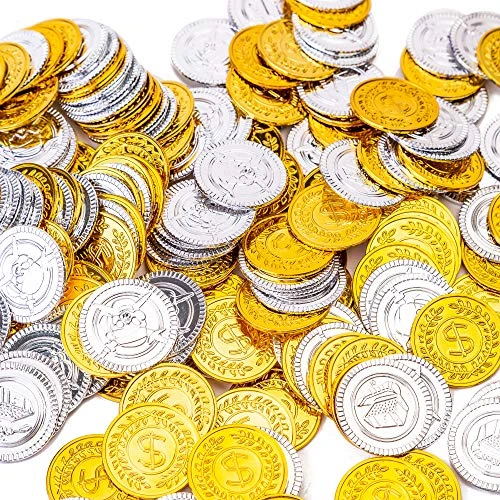 AiFanS Treasure Chest For Kids Prizes,Plastic Treasure Chest With 320 Treasure Gold Coins And Gems/Jewels- Perfect For Pirate Themed Parties And Games 7 AiFanS Treasure Chest For Kids Prizes,Plastic Treasure Chest With 320 Treasure Gold Coins And Gems/Jewels- Perfect For Pirate Themed Parties And Games - Image 5